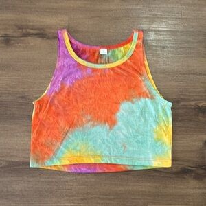 Women's Tie Dye Sleeveless Cropped Tank Top, Size Small